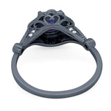 Vintage Style Round Natural Stone Wedding Ring