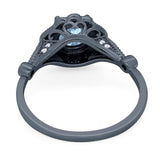 Vintage Style Round Natural Stone Wedding Ring