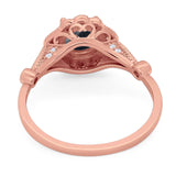 Vintage Style Round Natural Stone Wedding Ring