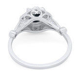 Vintage Style Round Natural Stone Wedding Ring