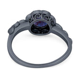 Art Deco Round Natural Stone Flower Ring