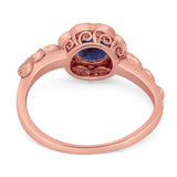 Art Deco Round Natural Stone Flower Ring