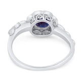 Art Deco Round Natural Stone Flower Ring