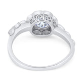 Art Deco Round Natural Stone Flower Ring