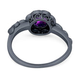 Art Deco Round Natural Stone Flower Ring