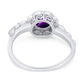 Art Deco Round Natural Stone Flower Ring