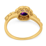 Art Deco Round Natural Stone Flower Ring