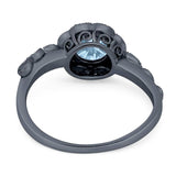 Art Deco Round Natural Stone Flower Ring