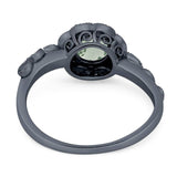 Art Deco Round Natural Stone Flower Ring