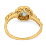 Art Deco Round Natural Stone Flower Ring