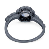 Art Deco Round Natural Stone Flower Ring