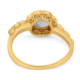 Art Deco Round Natural Stone Flower Ring