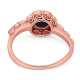 Art Deco Round Natural Stone Flower Ring