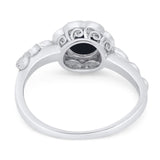 Art Deco Round Natural Stone Flower Ring