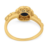 Art Deco Round Natural Stone Flower Ring