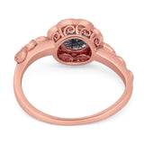 Art Deco Round Natural Stone Flower Ring