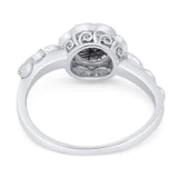 Art Deco Round Natural Stone Flower Ring