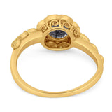 Art Deco Round Natural Stone Flower Ring