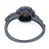 Art Deco Round Natural Stone Flower Ring