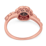 Art Deco Round Natural Stone Flower Ring