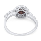 Art Deco Round Natural Stone Flower Ring