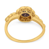 Art Deco Round Natural Stone Flower Ring