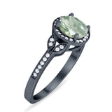 Art Deco Ring Round Natural Stone Beaded Ring