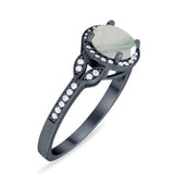 Art Deco Ring Round Natural Stone Beaded Ring