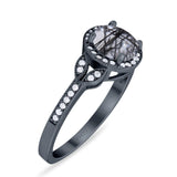 Art Deco Ring Round Natural Stone Beaded Ring