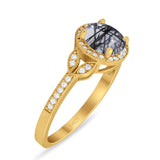 Art Deco Ring Round Natural Stone Beaded Ring