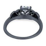 Art Deco Round Natural Stone Leaf Style Ring