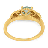 Art Deco Round Natural Stone Leaf Style Ring