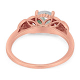 Art Deco Round Natural Stone Leaf Style Ring