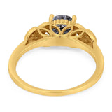 Art Deco Round Natural Stone Leaf Style Ring