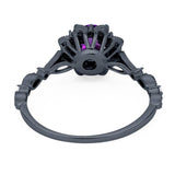 Art Deco Round Natural Stone Flower Ring