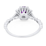 Art Deco Round Natural Stone Flower Ring