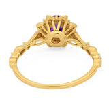 Art Deco Round Natural Stone Flower Ring