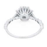 Art Deco Round Natural Stone Flower Ring