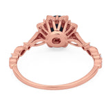 Art Deco Round Natural Stone Flower Ring