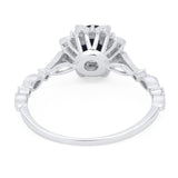 Art Deco Round Natural Stone Flower Ring