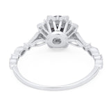 Art Deco Round Natural Stone Flower Ring