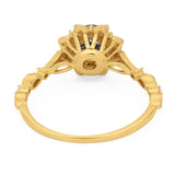 Art Deco Round Natural Stone Flower Ring