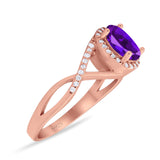 Art Deco Oval Natural Stone Infinity Ring