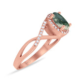 Art Deco Oval Natural Stone Infinity Ring