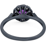 Art Deco Round Natural Stone Flower Ring