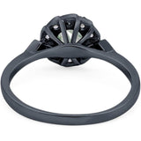 Art Deco Round Natural Stone Flower Ring