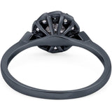 Art Deco Round Natural Stone Flower Ring