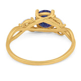 Art Deco Round Natural Stone Twisted Ring