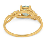 Art Deco Round Natural Stone Twisted Ring