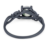 Art Deco Round Natural Stone Twisted Ring